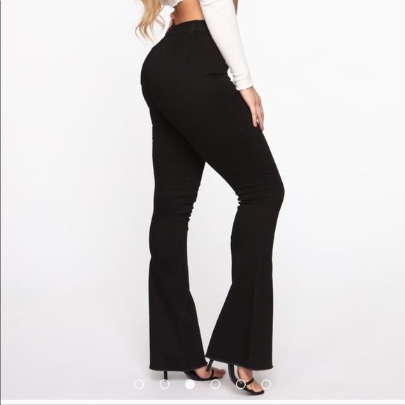 FashionNova high waisted black flare jeans - Picture 2 of 2